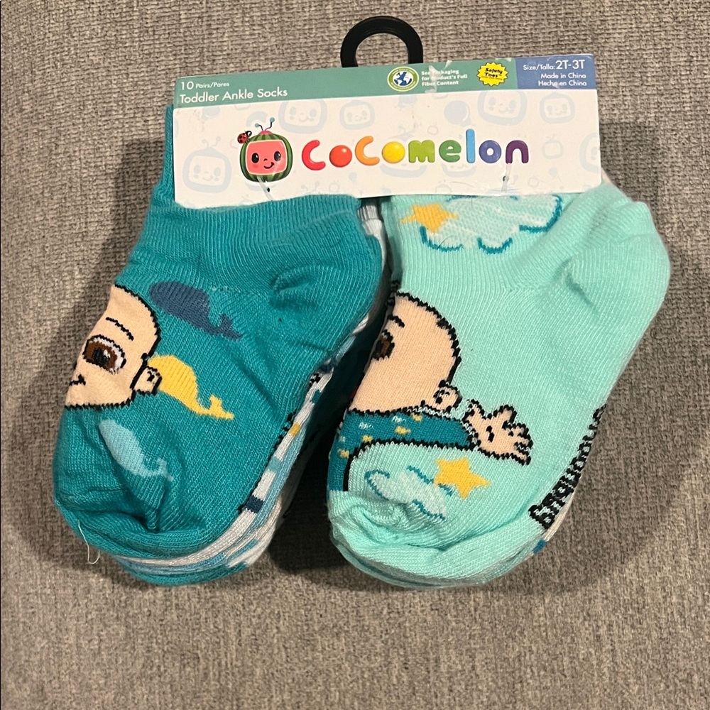 CoComelon Toddler Ankle Socks - Teal and Aqua